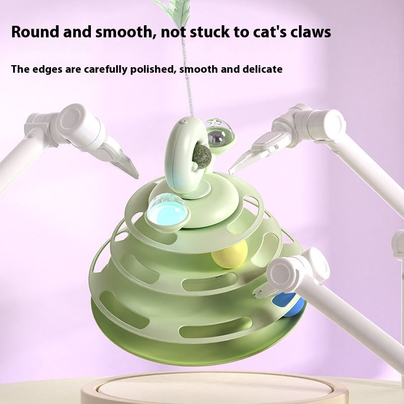 Smart Cat Toy Tower – 4-Level Interactive Roller Ball Puzzle for Indoor Fun & Training
