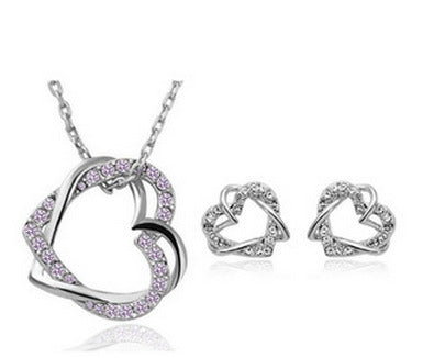 Diamond Heart Necklace & Earring Set – Romantic Jewelry Gift
