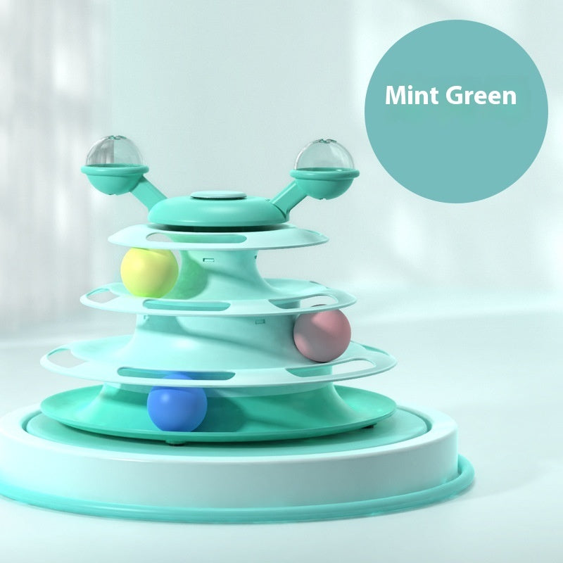 Smart Cat Toy Tower – 4-Level Interactive Roller Ball Puzzle for Indoor Fun & Training