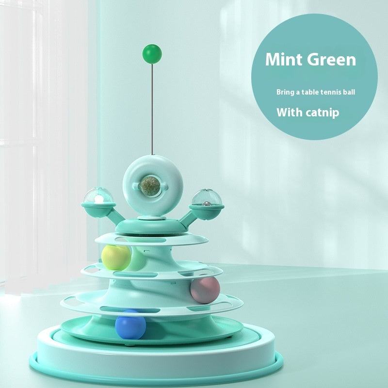 Smart Cat Toy Tower – 4-Level Interactive Roller Ball Puzzle for Indoor Fun & Training