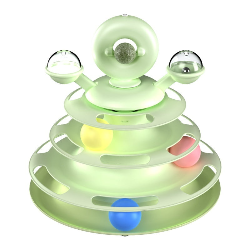 Smart Cat Toy Tower – 4-Level Interactive Roller Ball Puzzle for Indoor Fun & Training