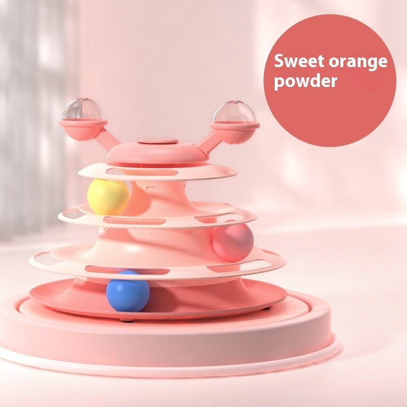 Smart Cat Toy Tower – 4-Level Interactive Roller Ball Puzzle for Indoor Fun & Training