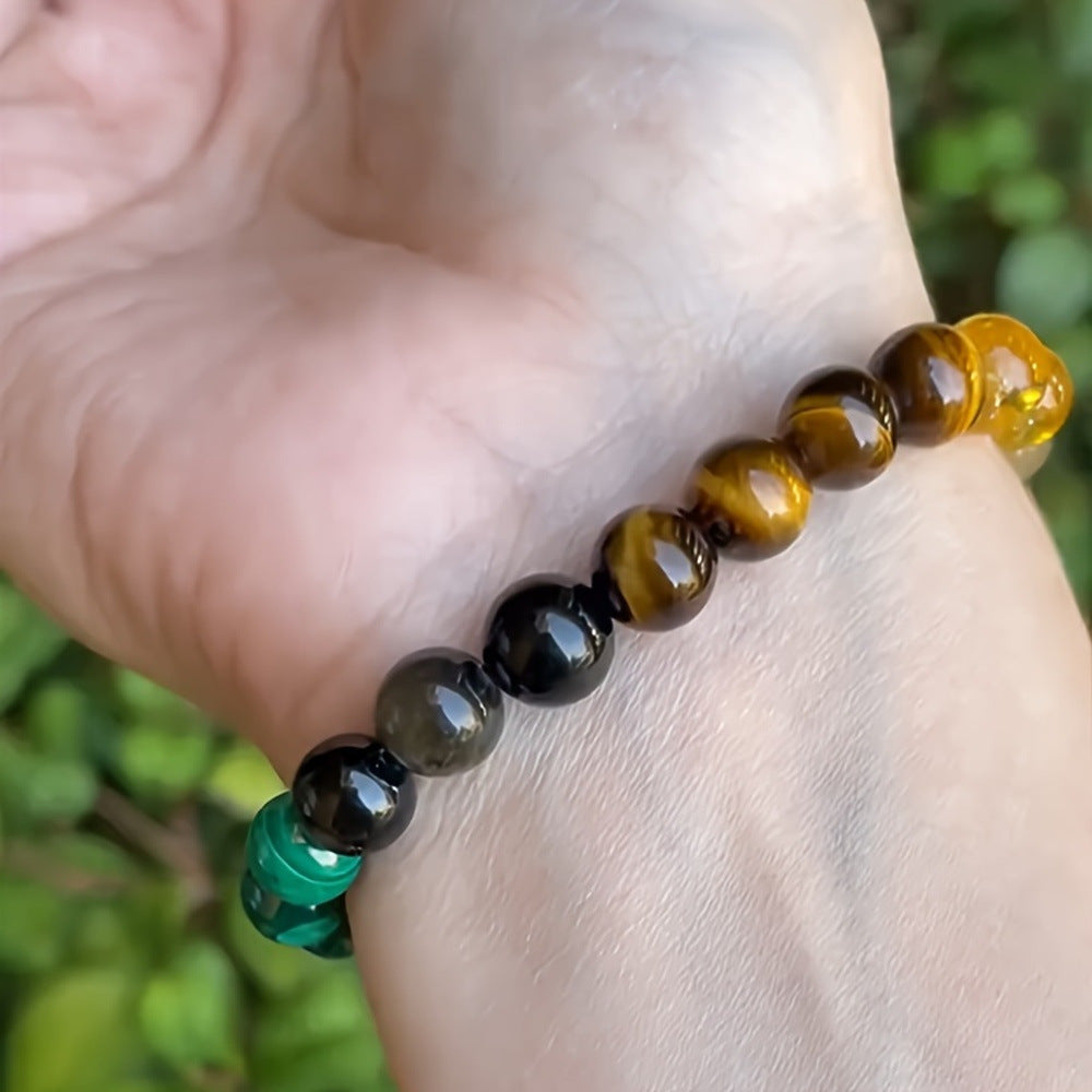 Citrine & Malachite Crystal Bracelet – Natural Healing Gemstone Jewelry