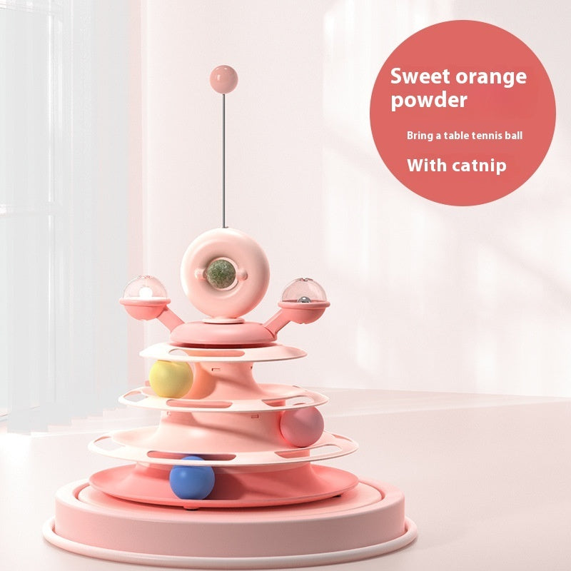 Smart Cat Toy Tower – 4-Level Interactive Roller Ball Puzzle for Indoor Fun & Training