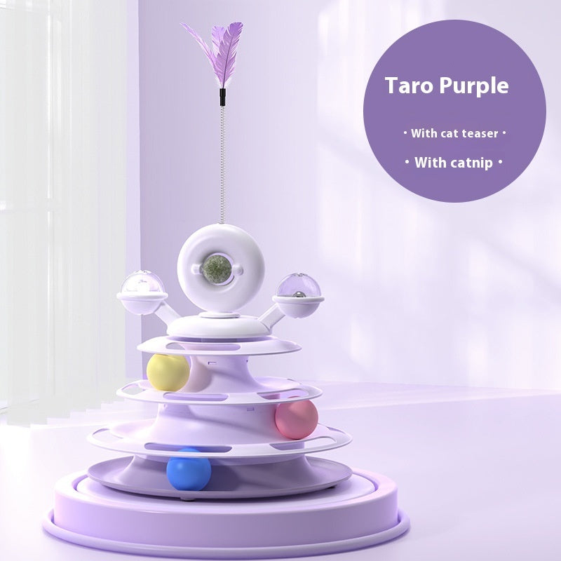 Smart Cat Toy Tower – 4-Level Interactive Roller Ball Puzzle for Indoor Fun & Training